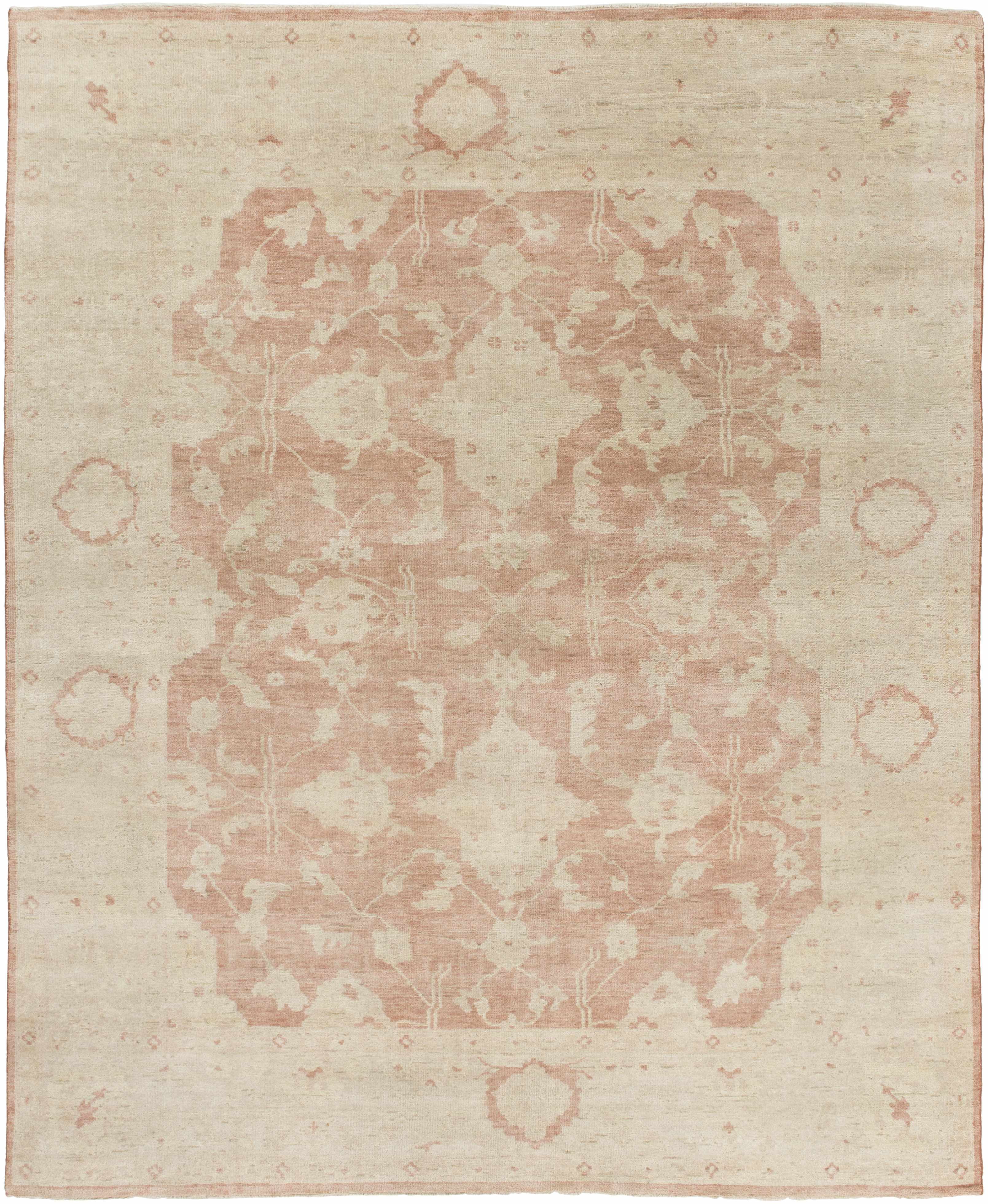 Hauteloom Seney Wool Living Room, Bedroom Area Rug - Traditional - Beige, Dusty Pink, Light Gray - 10' x 14'