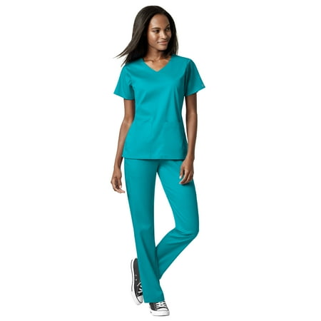 

WonderWink Scrubs Set PRO Women s Notch Neck Top & Knit Waist Pant