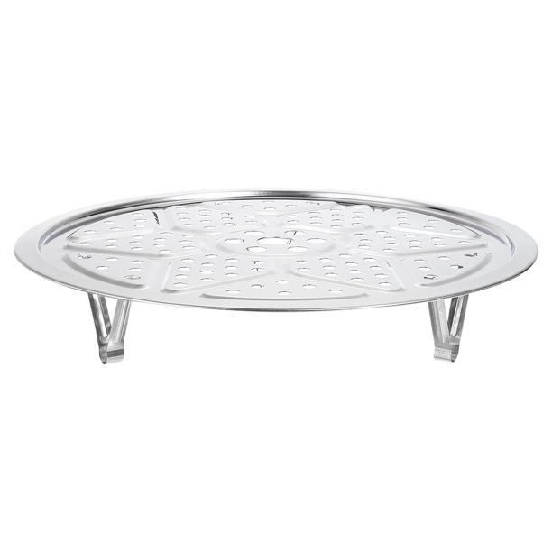 Rejilla de vapor de acero inoxidable con soporte, bandeja para olla de 10.2 pulgadas, tono plateado