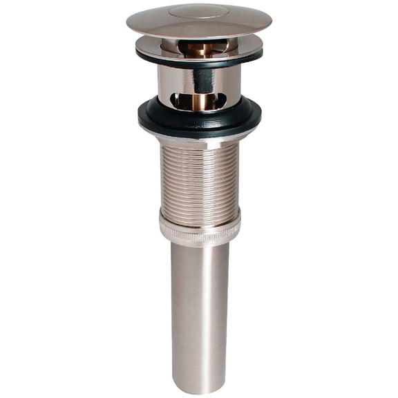 Keeney K820-75BN Universal Button Bathroom Sink Drain With Overflow - Brushed Nickel