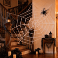 thumbnail image 6 of Halloween Giant Spider Web, Round Cotton Cobweb, 5ft White Scary Haunted House Indoor Outdoor, 6 of 19