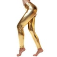 thumbnail image 1 of MKLEKYY Leggings deportivos mujer Leggings de cuero para mujer Pantalones de cintura metálica con aspecto mojado, 1 of 3