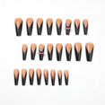 thumbnail image 2 of 24pcs Long Coffin False Nails French Tip Stick on Nails Black Tip Press on Nails Rhinestone Removable Glue, 2 of 5