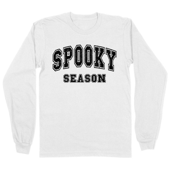 Collegiate Spooky Season Long Sleeve Shirt Unisex Large White