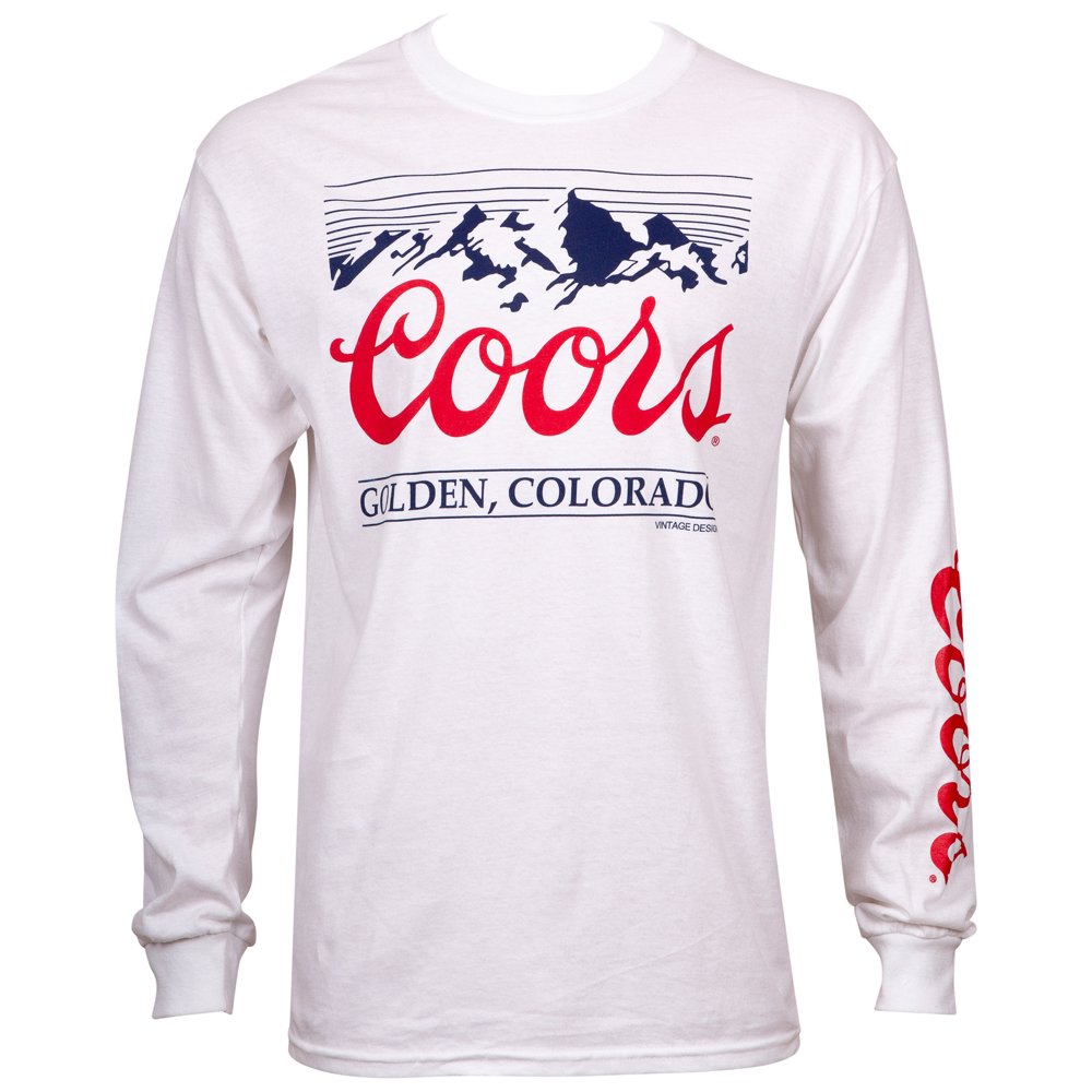 Coors Coors Mountain Logo Sleeve Print Men's White Long Sleeve Shirt