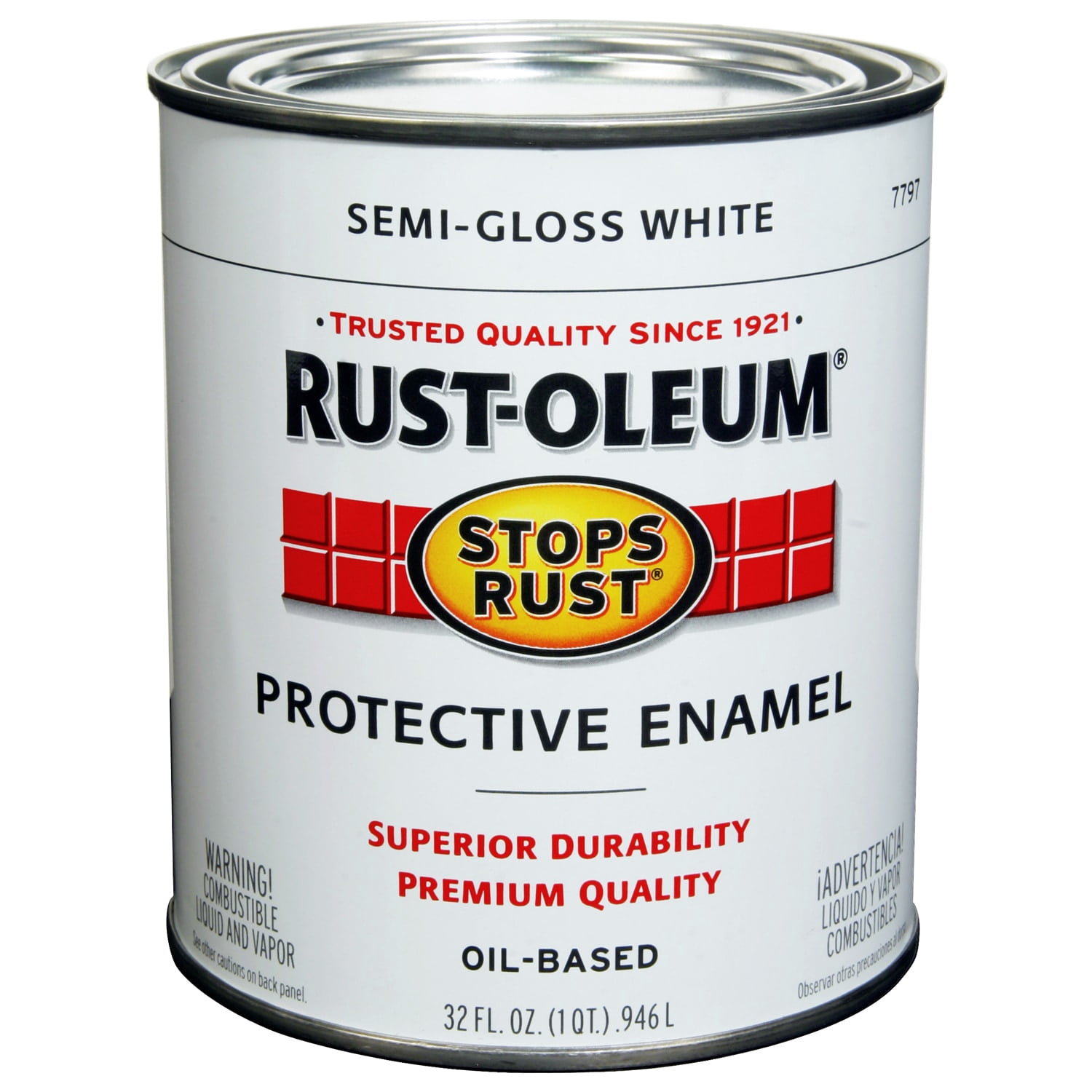 Rust-Oleum Stops Rust Semi-Gloss White Oil-Based Protective Enamel, 32 fl oz