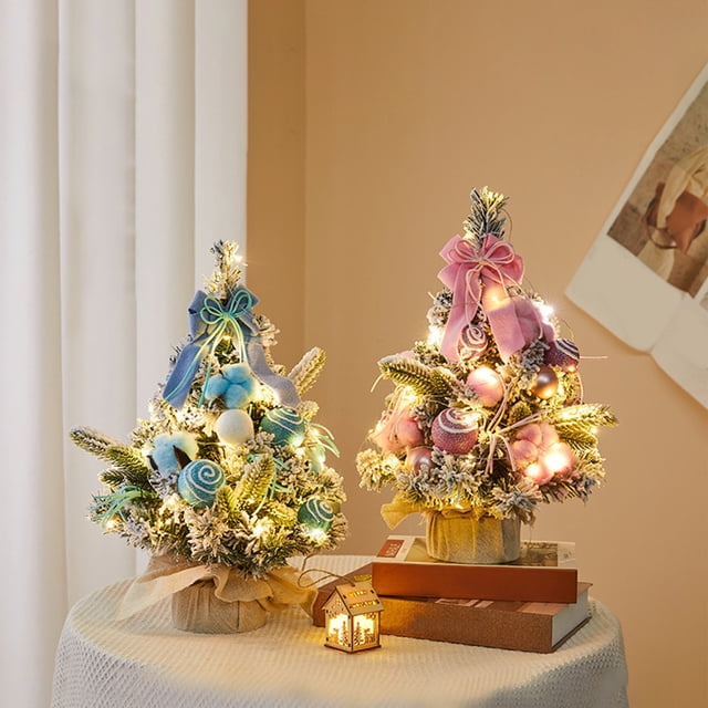 onlyliua Oferta Por Tiempo Limitado Mini Árbol de Navidad Flocado Adornos de Árbol de Navidad Blancos Pequeños Decoración Encriptada Escritorio