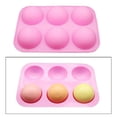 thumbnail image 3 of 4 Moldes Redondos De Silicona Con 6 Agujeros Semiesféricos Antiadherentes Para Hornear Pasteles, Color Rosa, 3 of 8