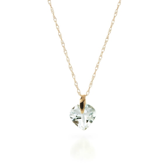 Galaxy Gold 14K Solid Gold Natural Aquamarine Pendant Necklace for Women - Yellow Gold Fine Jewelry