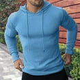 thumbnail image 2 of purcolt Mens Ribbed Knit Hoodies Slim Fit Casaul Long Sleeve Drawstring Pullover Sweatshirt Gym Athletic Hooded T Shirts, 2 of 4