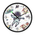 thumbnail image 2 of Voice Activated Clock with Glow Light 12 Inch Large Silent Wall Clock Battery Operated for Home Decor Astronauts Floating Around The Rocket, 2 of 8