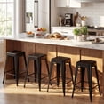 thumbnail image 2 of Gymax Metal Bar Stools Set of 4 24'' Counter Height Barstools w/ Backrests&Footrests Black, 2 of 10