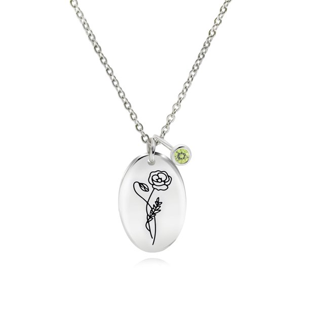 Collar de Amapola JeenMata con Flor de Nacimiento de Agosto Regalo Floral Personalizado para Mujeres