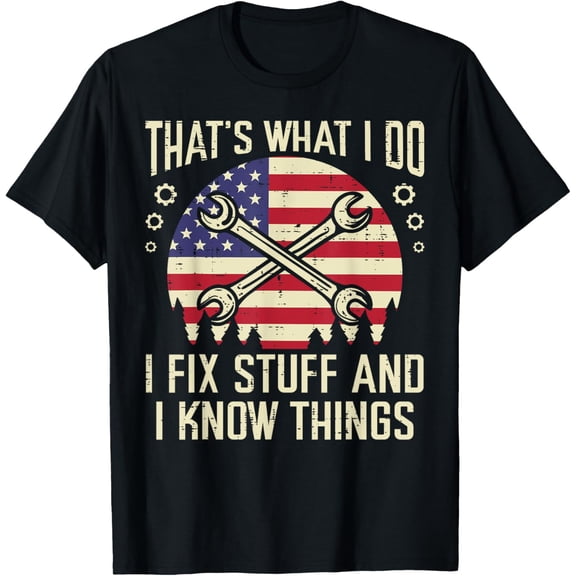 Premium Daily Comfort - Thats What I Do Fix Stuff USA Flag Car Mechanic Garage Men T-Shirt
