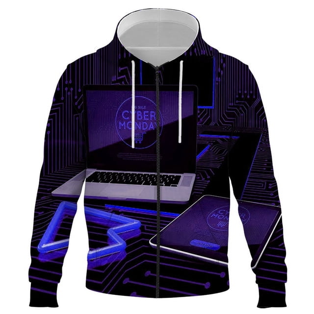 Sudadera con capucha 3D con tecnología digital para hombre y mujer, nueva moda, popular, informal, estilo Harajuku, hip hop, con cremallera, estampado 3D, para invierno