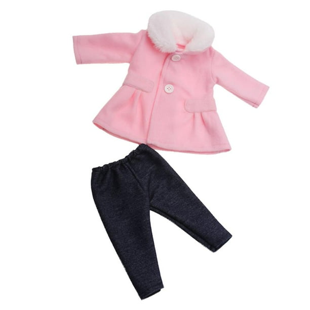 Ropa para muñecas de 18 pulgadas, bonito abrigo de lana y pantalones para muñecas de 43 cm para fiestas. Rosado