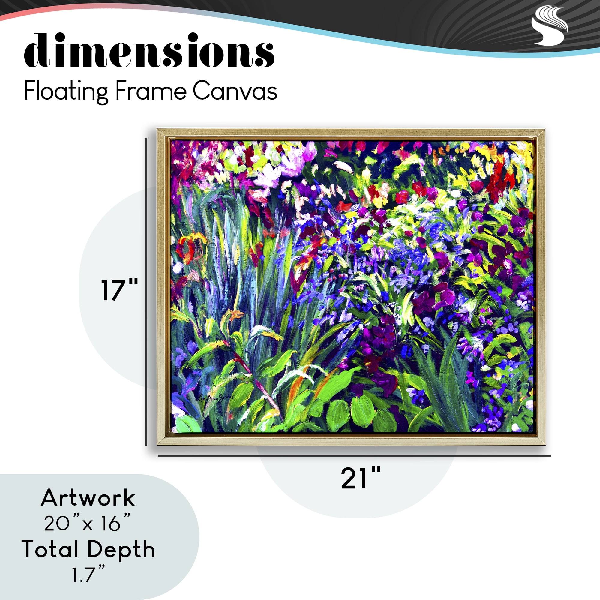 Stupell Industries Vibrant Confetti Garden Gold Framed Floater Canvas Wall Art, design by Lee Ann Zirbes