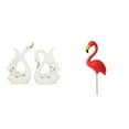 thumbnail image 1 of Elegante conjunto de esculturas de cisne y flamenco de cerámica para estantería, armario o decoración de jardín. Adorno de hadas para el jardín. Ideal, 1 of 8