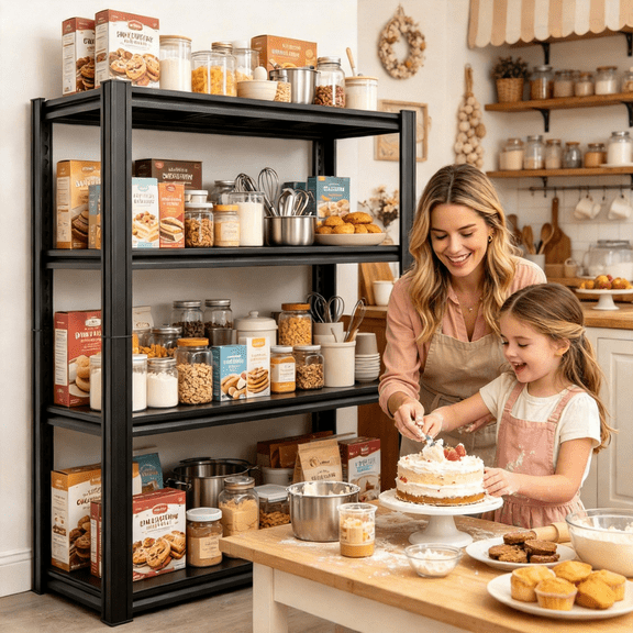 4-Tier Adjustable Baker's Rack,Metal Microwave Stand,Freestanding Rust-Resistant Kitchen Storage Shelving 2400,Reinforced Frame,Easy Assemble,Shelves for Garage Office Warehouse Kitchen Bathroom