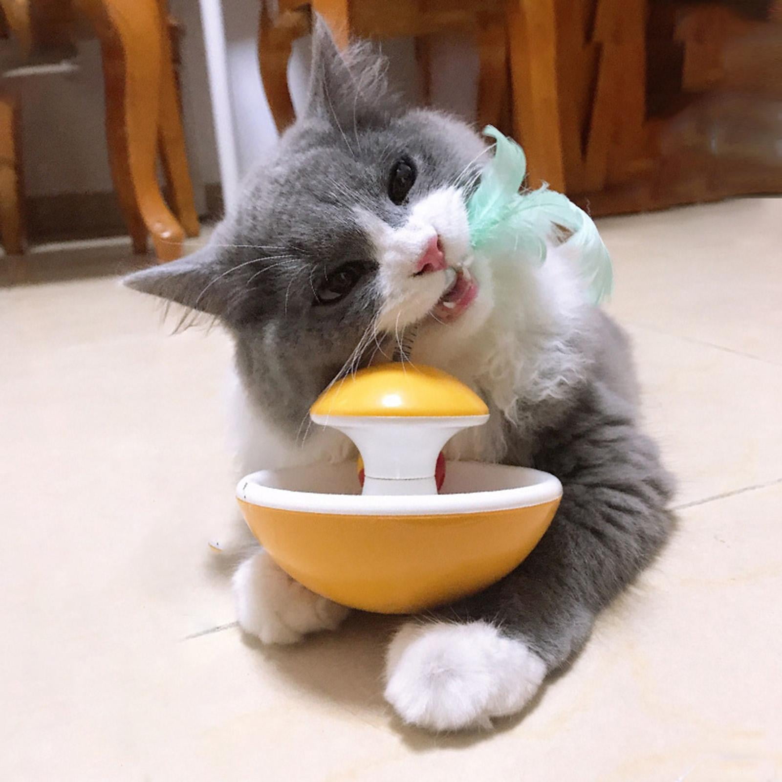 Serenable 2xInteractive Cat Teaser Toys Feather Ball for Exercising Yellow