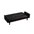 thumbnail image 7 of Convertible Sofa Bed With Three Adjustable Positions, PU Leather Couch With Five Wooden Legs and Tufted Buttons Trim, Upholstered Loveseat Couch Bed for Small Space, Living Room, Office, Black, 7 of 7