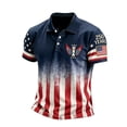 thumbnail image 2 of SXCXLSA Men 250 Anniversary USA Polo Shirts Short Sleeve Stand Collar Patriotic 4th Of July Shirts With Button Flag Stars Stripes Blouses Pullover Outfits Navy L, 2 of 3