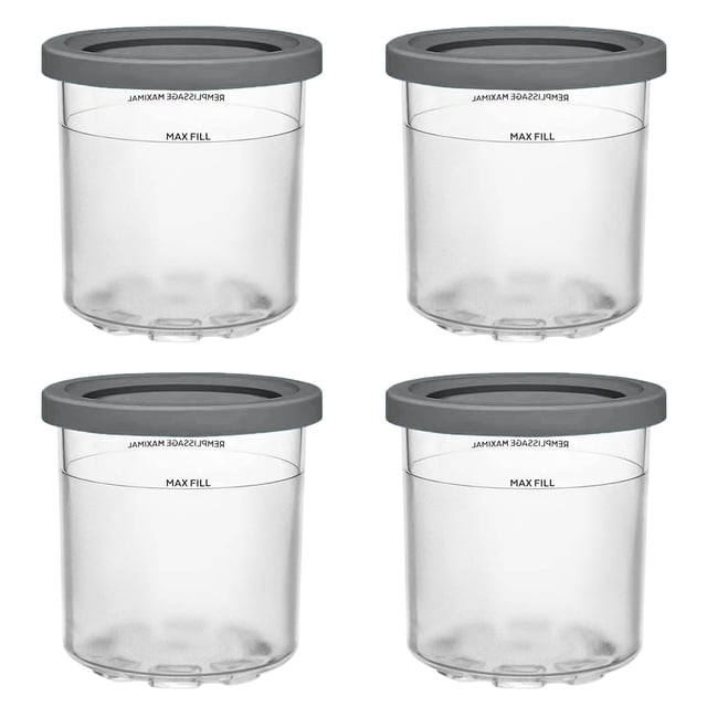 Paquete de 4 contenedores de repuesto para pintas y tapas Ninja Creami, 4 fundas de neopreno para helado, compatibles con 16 oz