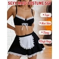thumbnail image 2 of Ausing Womens Maid Lingerie Set Halloween Roleplay Costumes Mini Skirt Lace Up Crop Tank Top with Panties 5pc Black L, 2 of 5