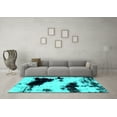 thumbnail image 3 of Ahgly Company Machine Washable Indoor Rectangle Abstract Turquoise Blue Modern Area Rugs, 6' x 9', 3 of 4