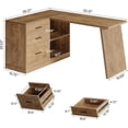 thumbnail image 2 of 55-Inch L Shaped Computer Desk with 3 Drawers, Corner Home Office Desk with Storage Shelves, 2 of 6
