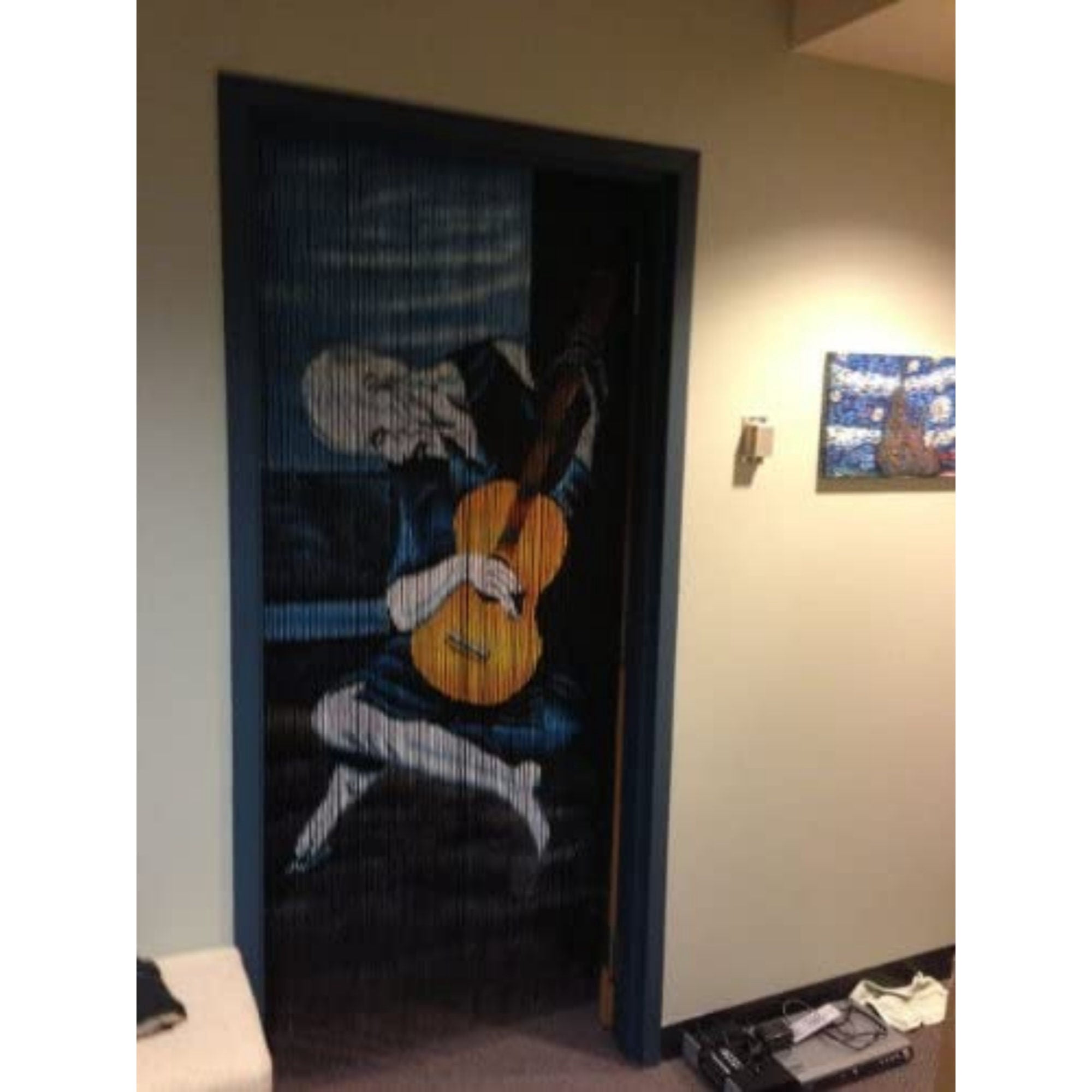 Vauluxe Vintage Blue Old Guitarist - Picasso Beaded Curtains, 36 x 79 Inches, 125 Strands