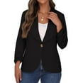 thumbnail image 6 of Kctiaxy Black Womens Blzaers Long Sleeve Lape L Collar Causal Suit Jacket Solid Color One Button Blzers Slim Fit Lightweight Wedding Business Suit Coat, 6 of 10