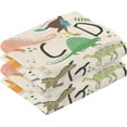 thumbnail image 2 of SKYSONIC Dinosaur Alphabet Patterned Hand Towels 2 PCS, Cotton Bath Towel for Drying Face Hands Body ,Absorbent Lightweight Towels for Bathroom Ktichen Travel Gym, 16"x28", 2 of 7