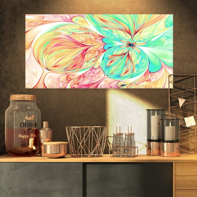 Red Green Paper Flower - Large Floral Art Canvas Print