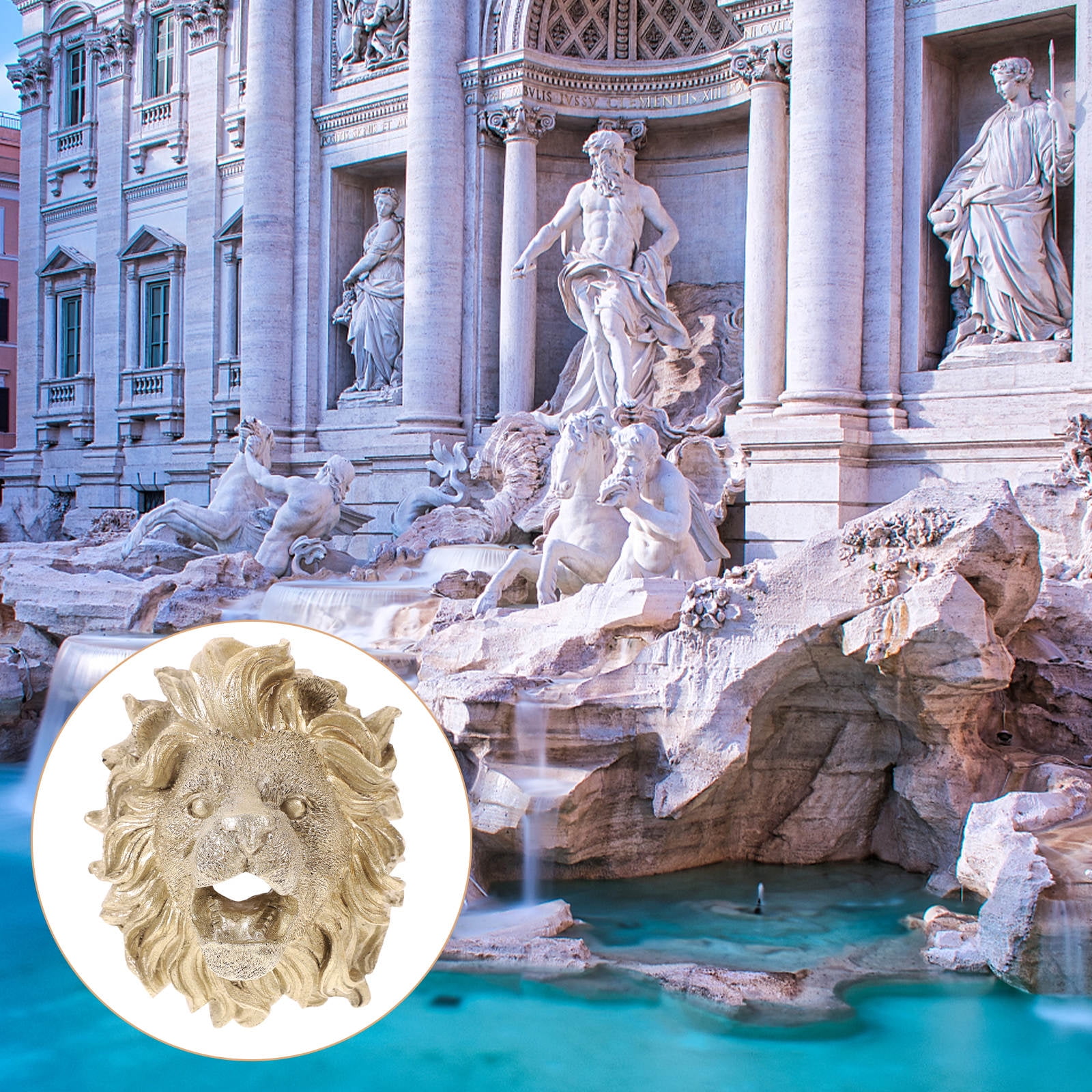 BESTOYARD Resin Lion Head Fountain Nozzle Wall Hanging Fountain Sprayer for Yard Pond Decoration