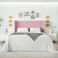 thumbnail image 2 of Sha Cerlin Queen Size Upholstered Platform Bed Frame with Velvet Channel Wingback Headboard, Pink, 2 of 9