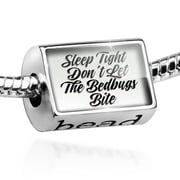 Bead Vintage Lettering Sleep Tight Don't Let The Bedbugs Bite Charm Fits All European Bracelets