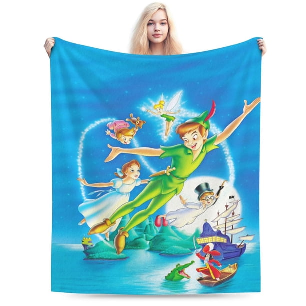Manta polar con dibujos animados de Peter Pan para niños y niñas, manta de franela ultra suave, acogedora y cálida, manta de felpa, regalo para cama, sofá, sala de estar, sofá, decoración del hogar,