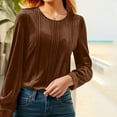 thumbnail image 7 of Womens Dressy Tops Soft Velvet Crew Neck Long Sleeve Elegant Shirts with Pleats Solid Color Casual Party Blouses (2XL, Coffee), 7 of 7