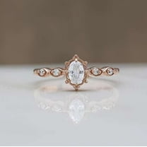 vylahjewellery Luxurious Anniversary Ring 1.5 Ct Oval Cut Diamond Ring 14K Rose Gold Ring Vintage Rings for Special One