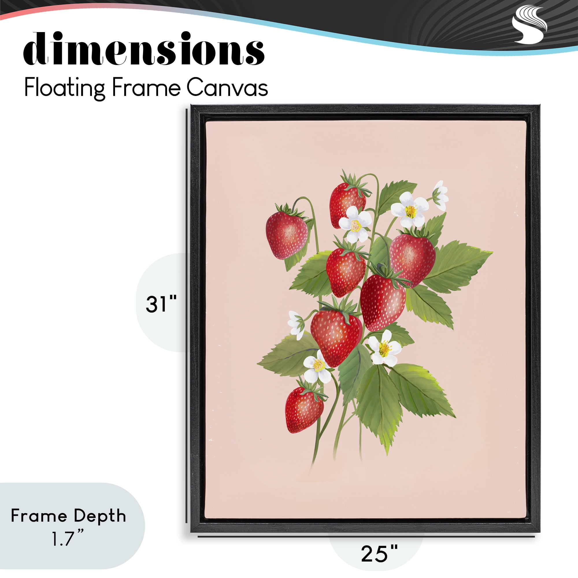 Stupell Industries Cottage Garden Strawberries Black Framed Floater Canvas Wall Art, design by Diane Neukirch