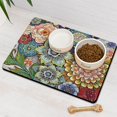 thumbnail image 3 of Boho Retro Floral Pet Feeding Mat-Absorbent Pet Placemat for Food and Water Bowl, with Waterproof Rubber Backing, Quick Dry Water Dispenser Mat for Dog and Cat (16"x24"), 3 of 7