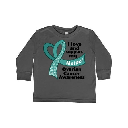 

Inktastic Ovarian Cancer Awareness I Love and Support My Mother Gift Toddler Boy or Toddler Girl Long Sleeve T-Shirt