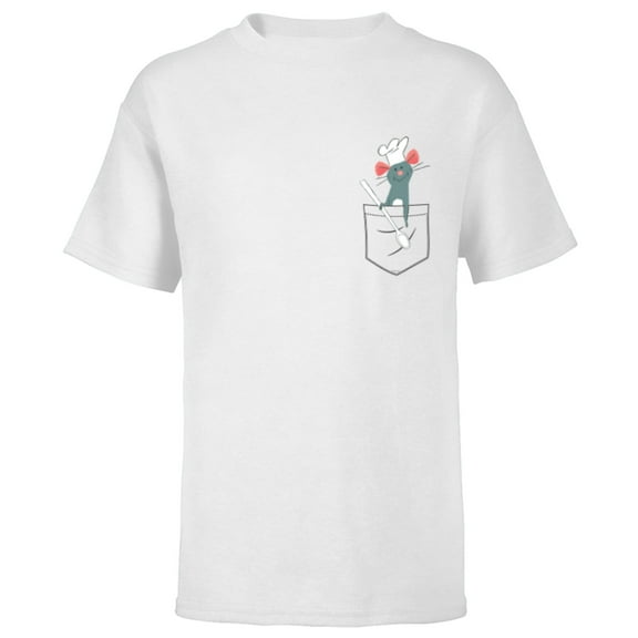 Disney PIXAR Ratatouille Remy Small Pocket Chef - Short Sleeve T-Shirt for Kids - Customized-White