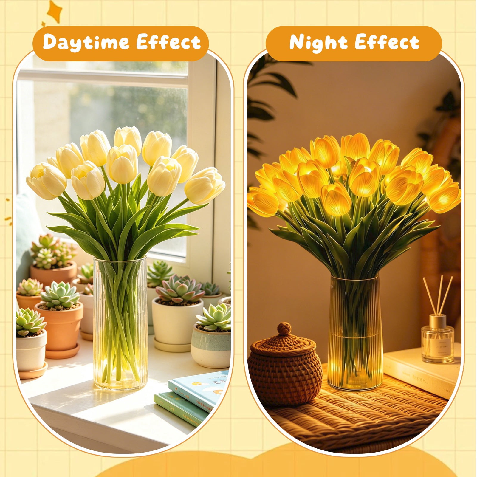 5 PC Tulip Bouquet Lamp Artificial Flower Night Light Real Touch Tulip Night Lamp LED Flower Light Home Kitchen Decor, Trendy LED Decorative Bouquet Light, Bedroom Desktop Ornament Gift