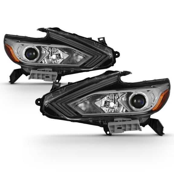 AKKON - [Halogen Type] For 2016-2018 Altima 4DR Projector Chrome Headlight Driver Passenger Pair Replacement