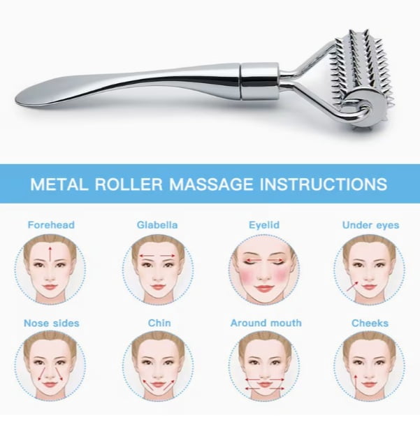 Stainless Steel Facial Massage Roller and Gua Sha Tool Set for Spa Quality Beauty Care
