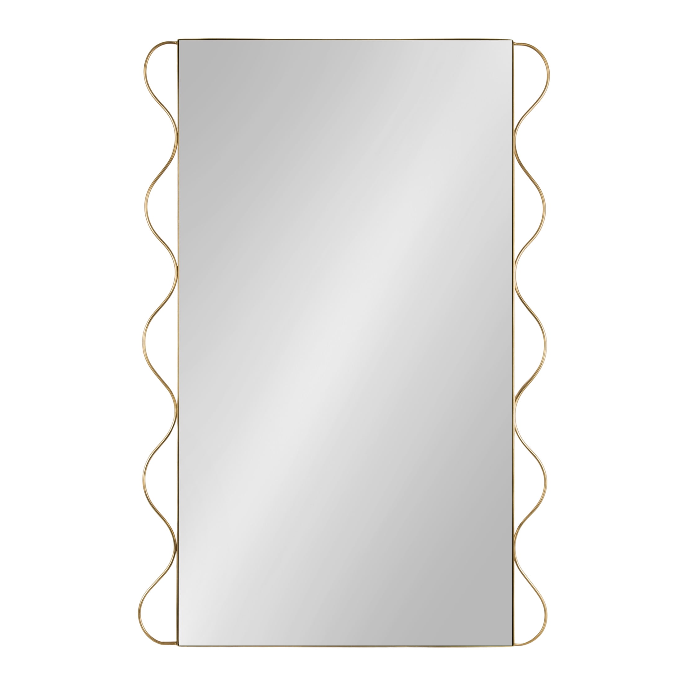 Kate and Laurel Wriggle Modern Scalloped Rectangle Mirror, 24 x 36, Gold, Decorative Wavy Mirror with Unique Rippled Edge for Use as Contemporary Bathroom Vanity Mirror