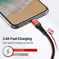 10 ft Long iPhone Charger Cord 3Pack 10 Foot Red Unbreakable USB Fast