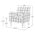 thumbnail image 2 of 34"W Accent Armchair, Modern Barrel Chair with Wood Legs, Curved Backrest Reading Chair with Plaid Pattern, Single Sofa Leisure Club Chair, for Living Room Bedroom Dorm Room, Red, 2 of 7